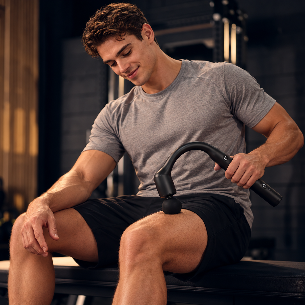 Targeted gym recovery with the Kalos swan-neck massager